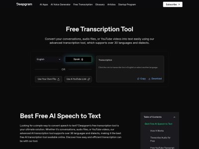 Free Transcription Tool Deepgram