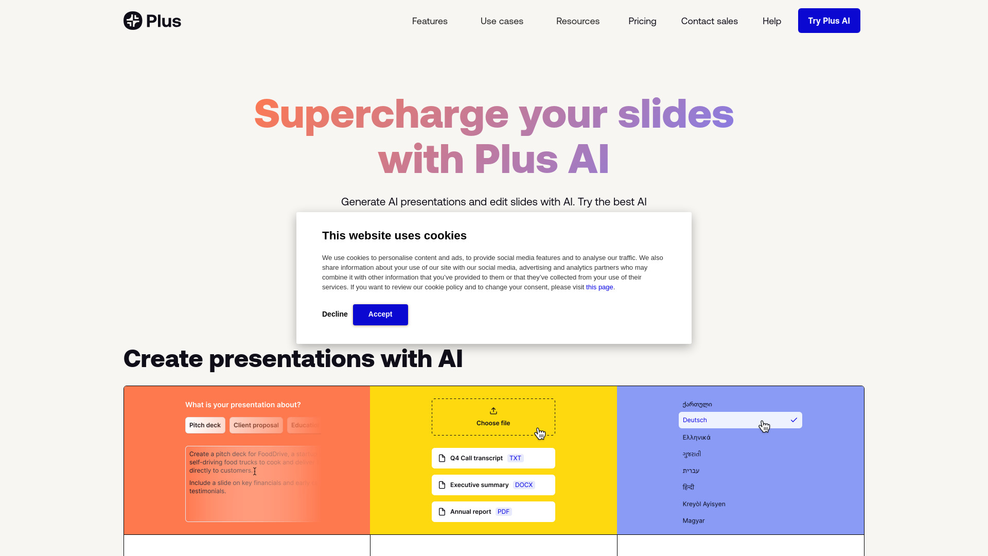 Plus AI Presentation Maker