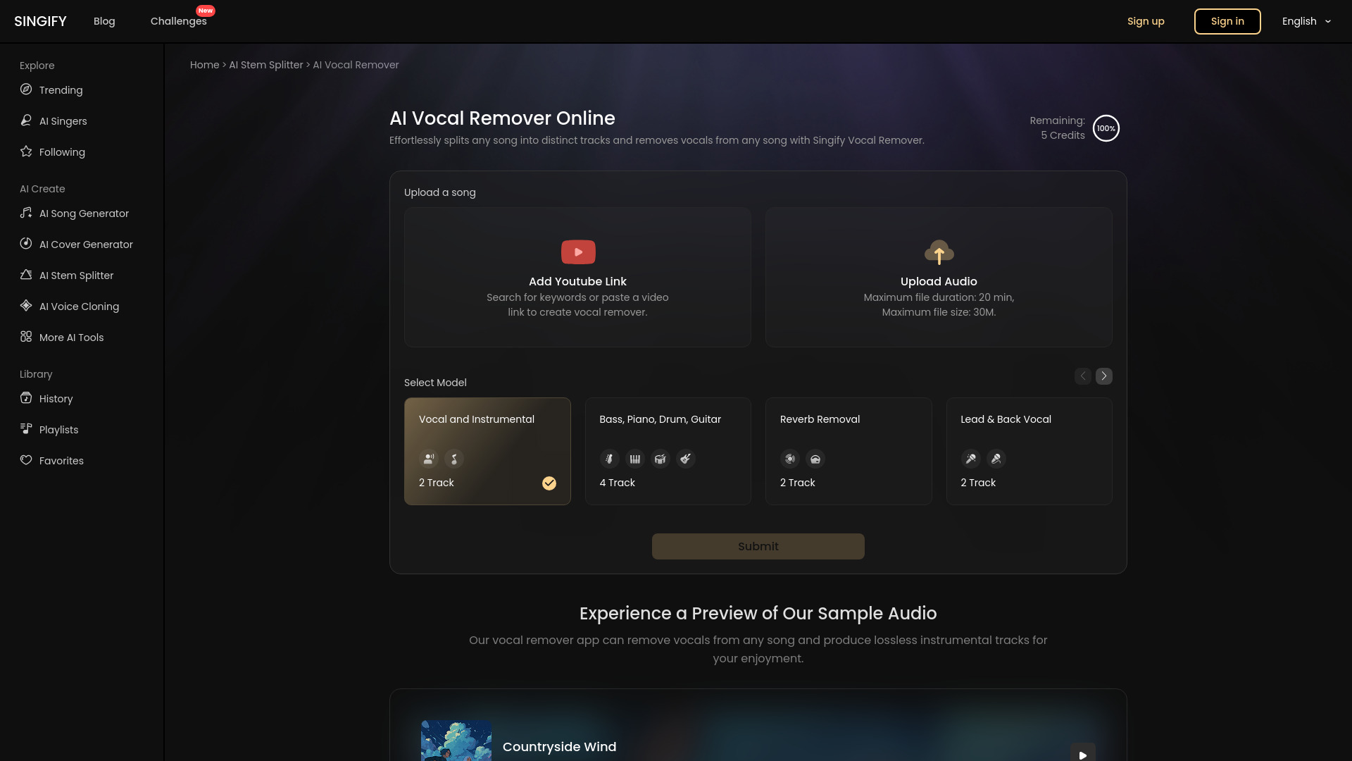 Singify Vocal Remover